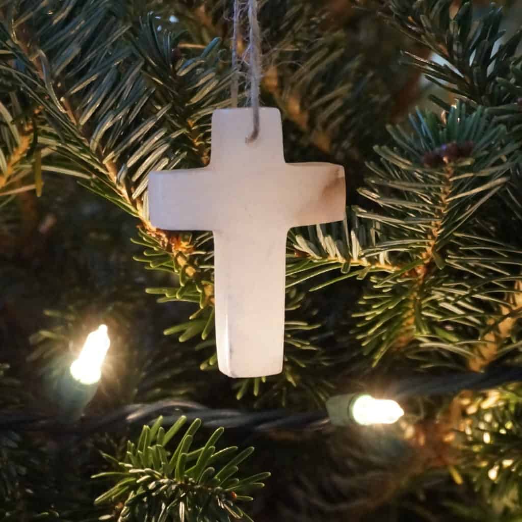 alabaster Christmas ornament cross